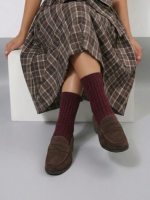 Weinrote Kaschmir-Mischsocken