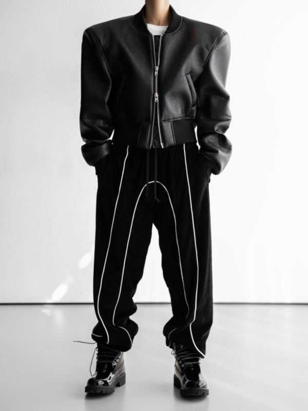 Strukturierte Kurze Vegane Lederjacke