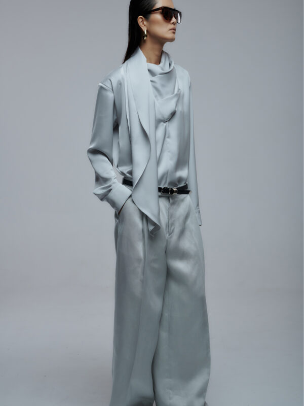 Ice Blue Fluid satin top