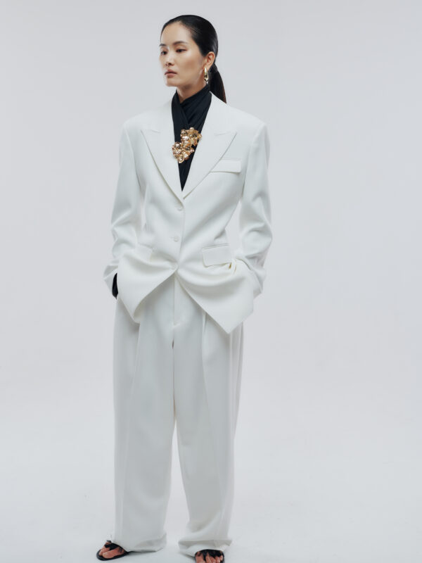 Weisse Strukturierte Hose