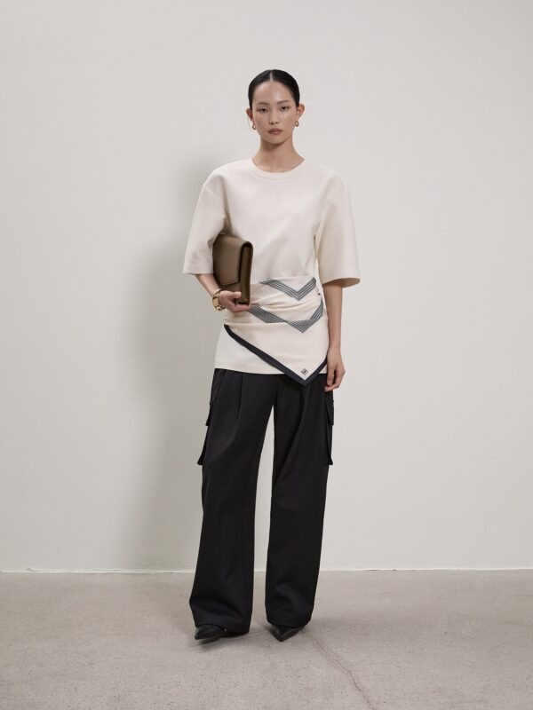 Elfenbein Woll-Seide-Top