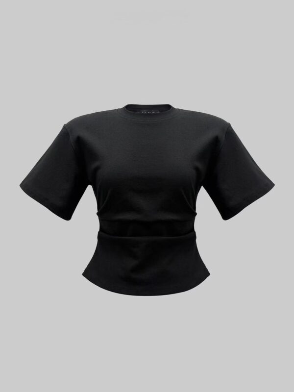 Schwarzes Back Slit T-Shirt