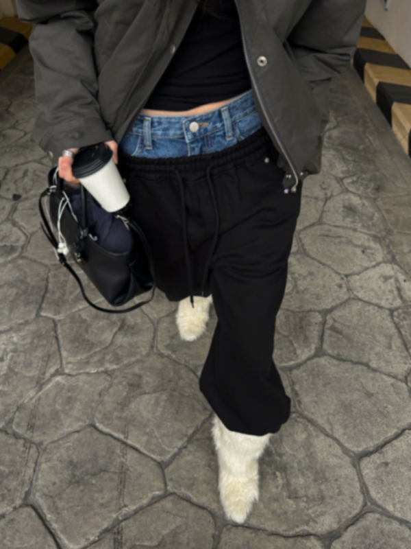 Pantalon Superposé Taille Denim