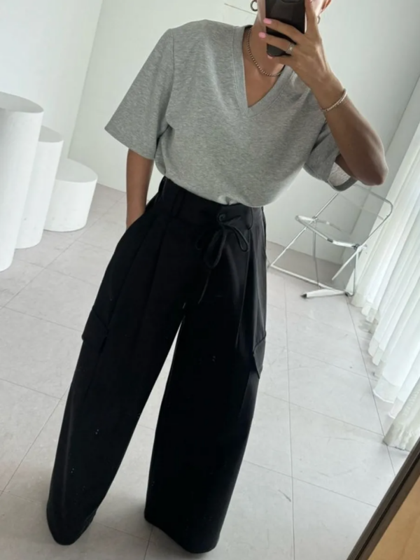 Schwarze Lace-Up Cargo Co-ord Hose