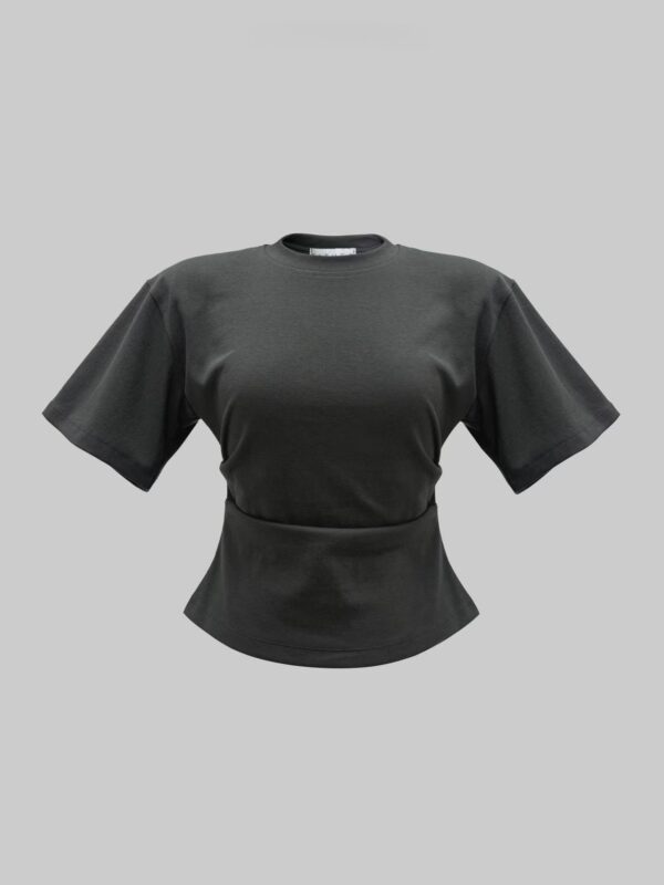 Grau Anthrazit Back Slit T-Shirt