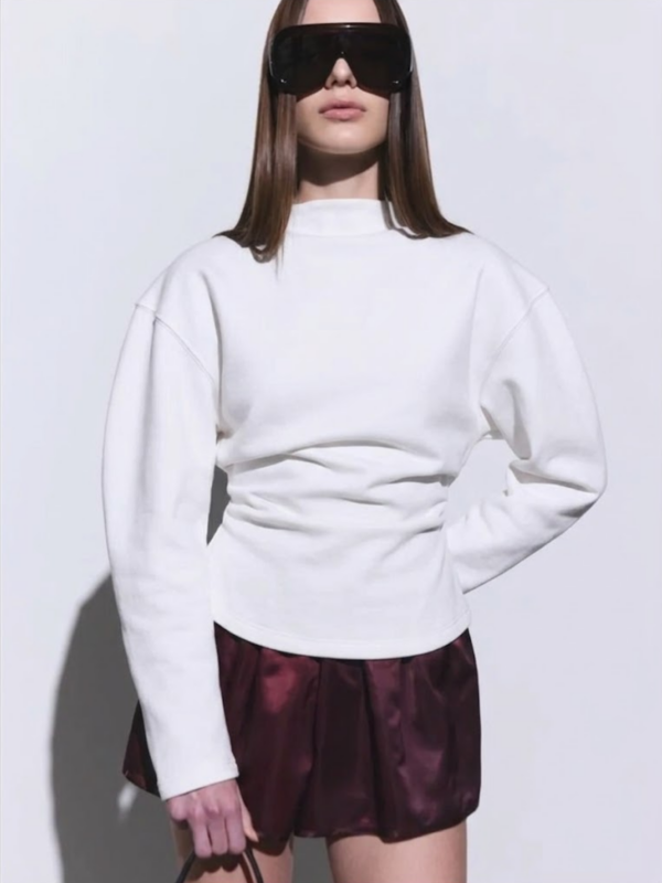 Ecru Cocoon Sleeve Back Slit Top