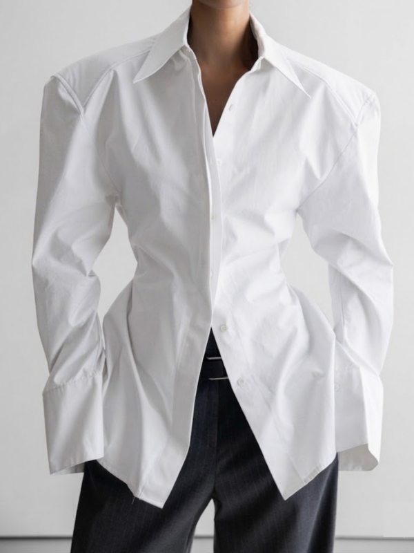 Padded Shoulder Baumwoll Hemd