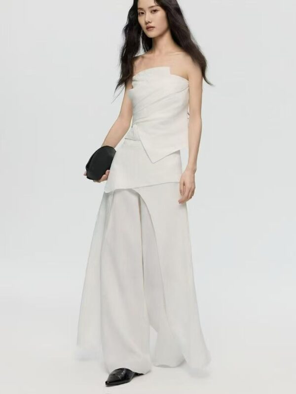 Korea Wide Linen Pants in White